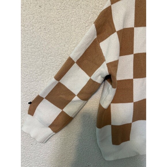 ILLUSORY Full Button Oversized Women's Cozy Cardigan Knit Jacket Tan Large - Picture 7 of 11